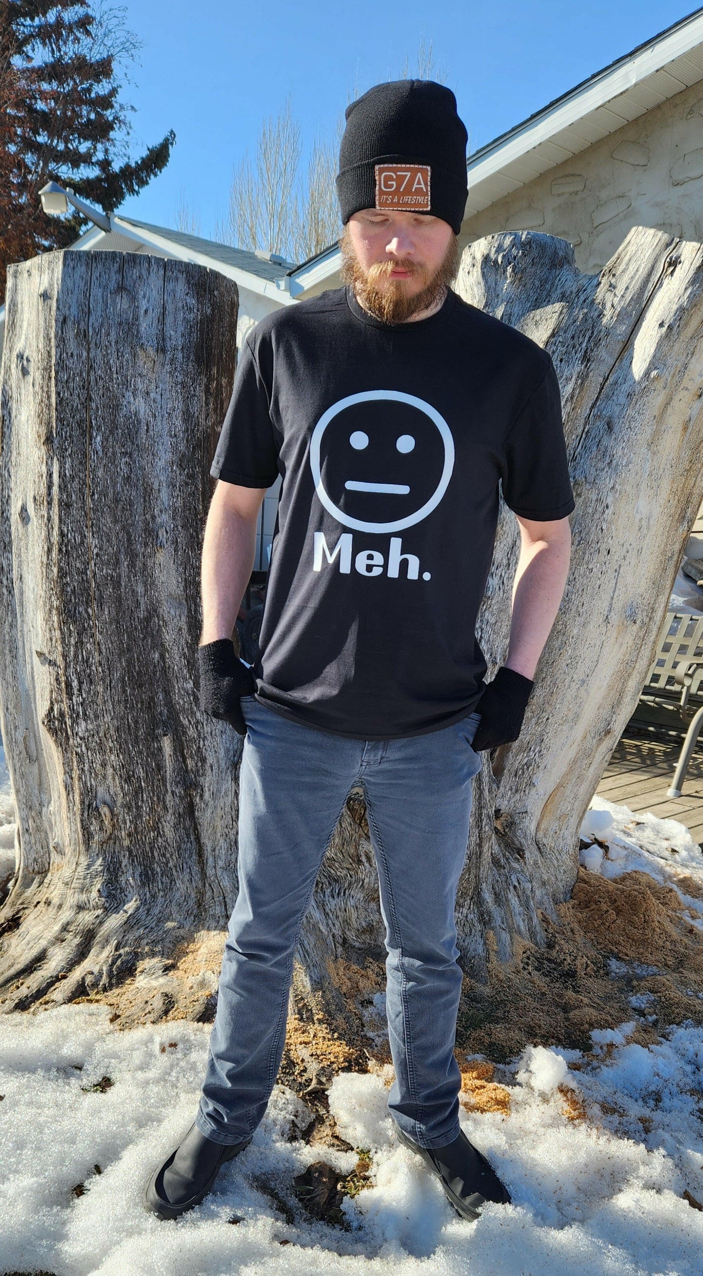 Meh Black Short Sleeve Tee Shirt - Large / Black - Tee Shirt